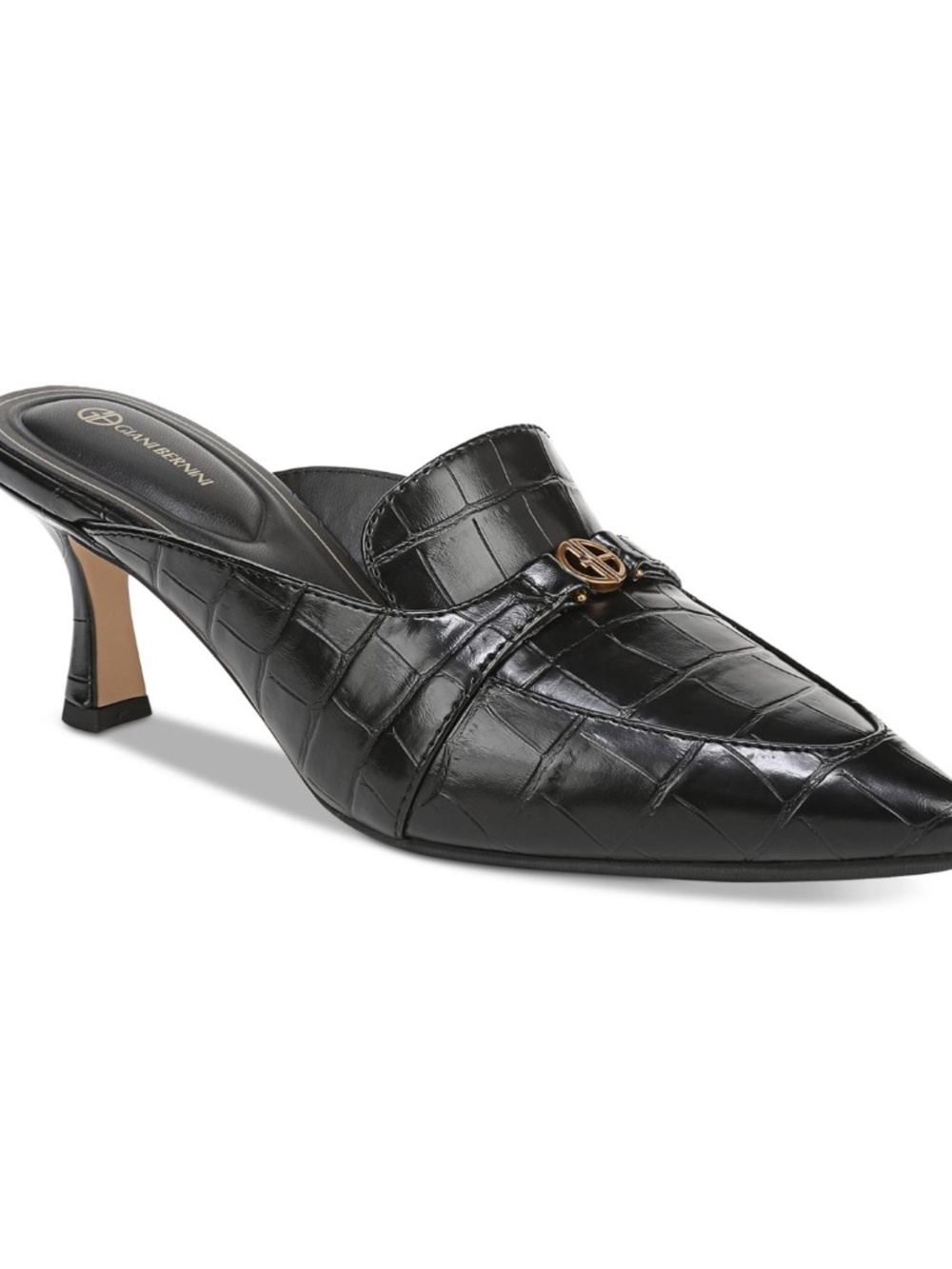 Giani Bernini Black Britaa Croco Kitten Heel Mules Giani Bernini Women's